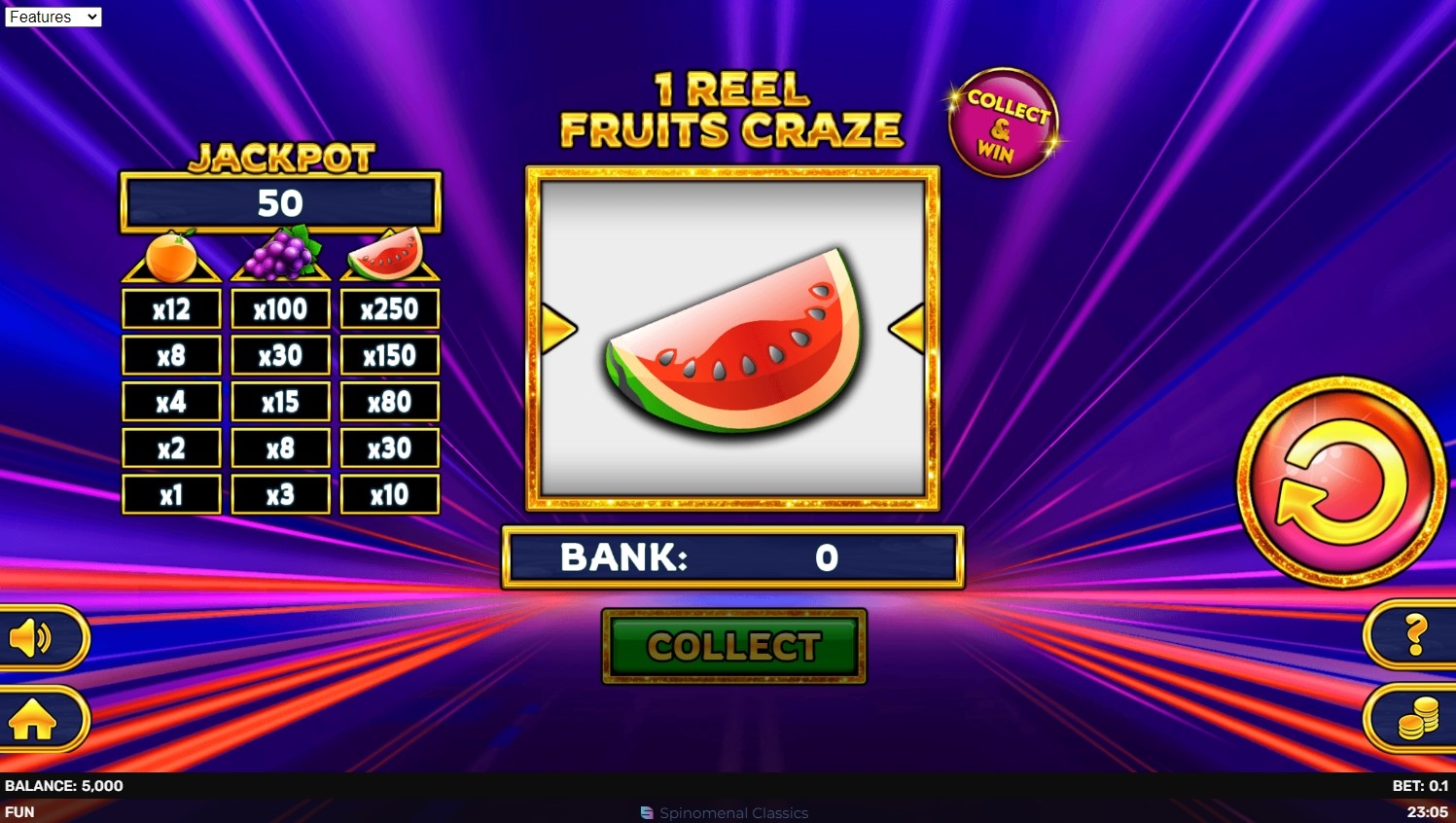1 Reel - Fruits Craze Slot Gameplay