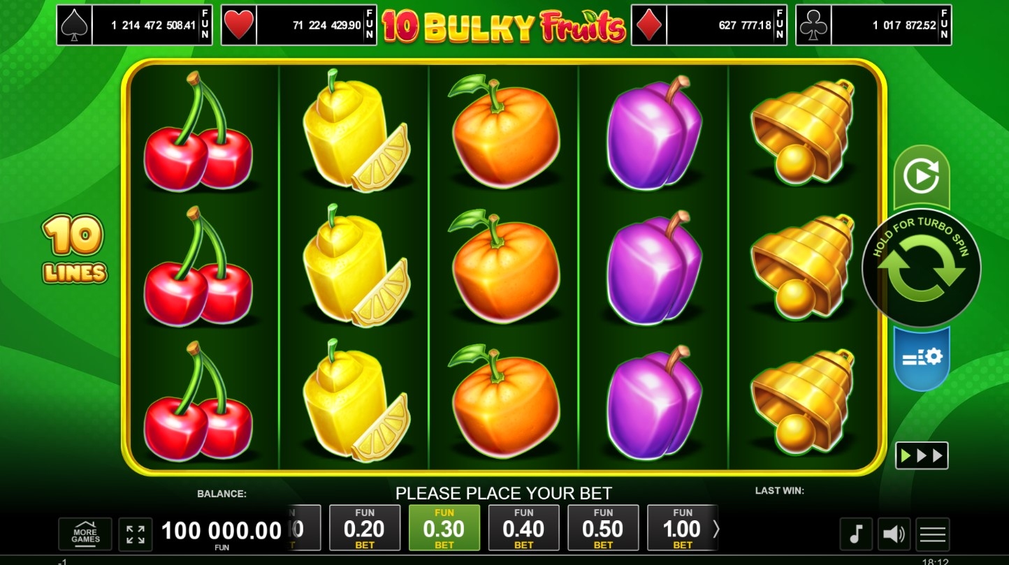 10 Bulky Fruits Slot Gameplay