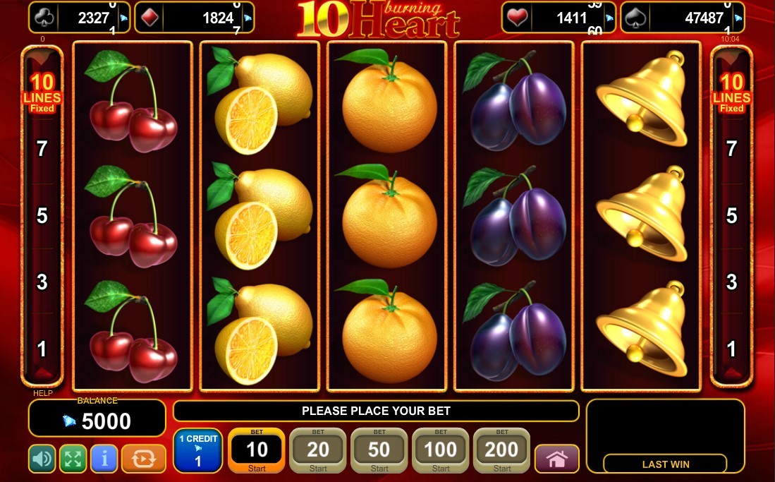 10 Burning Heart Slot Gameplay