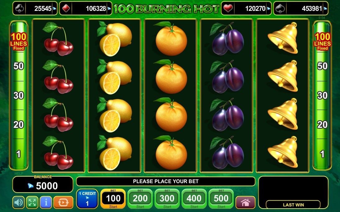 100 Burning Hot Slot Gameplay