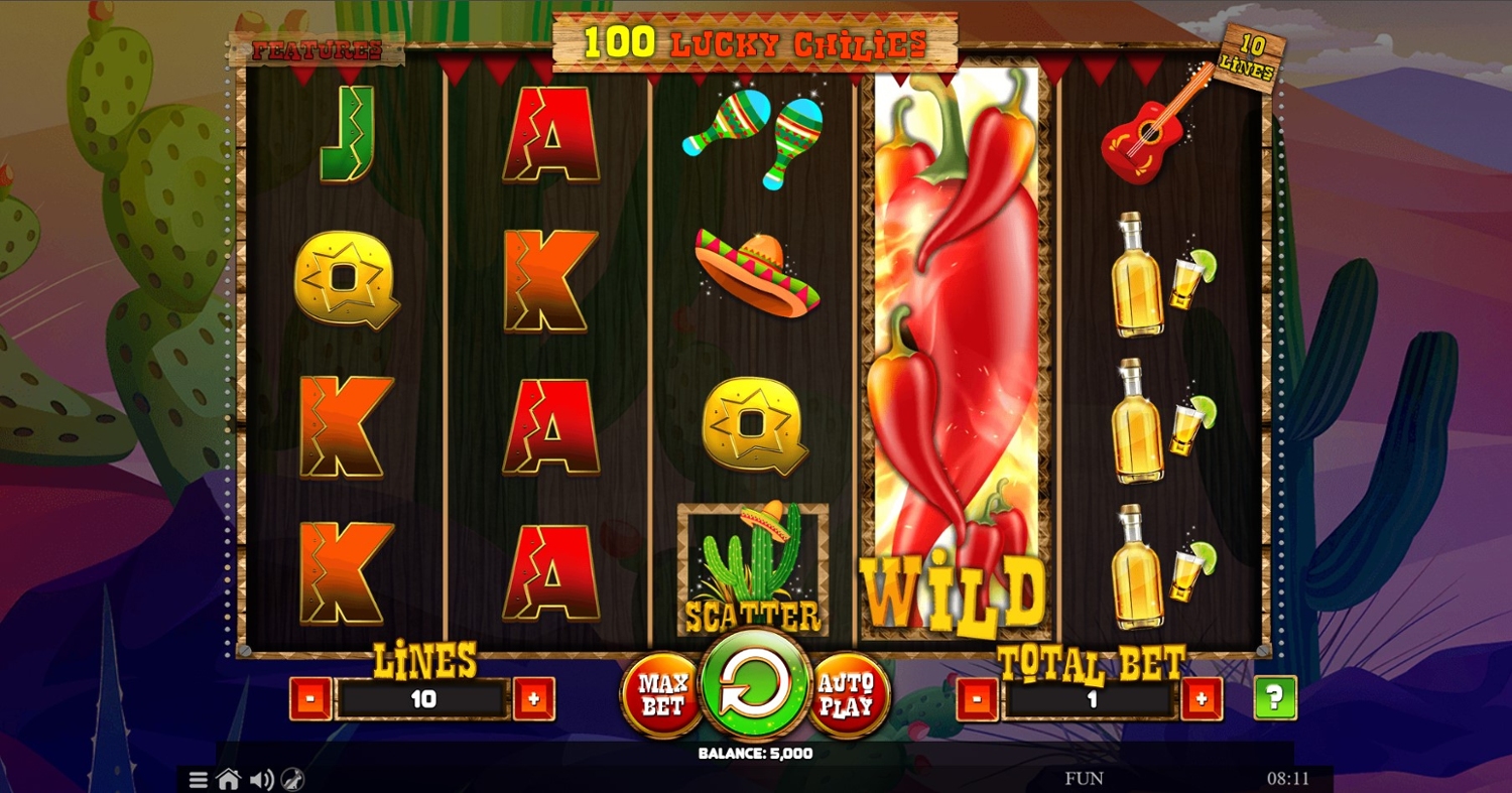 100 Lucky Chillies Slot Gameplay