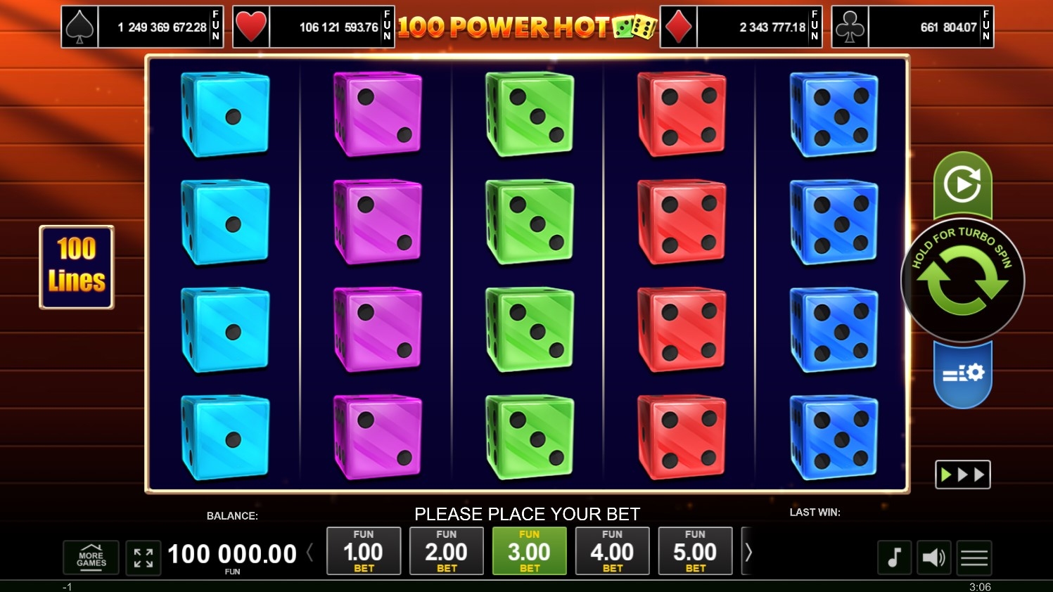 100 Power Hot Dice Slot Gameplay