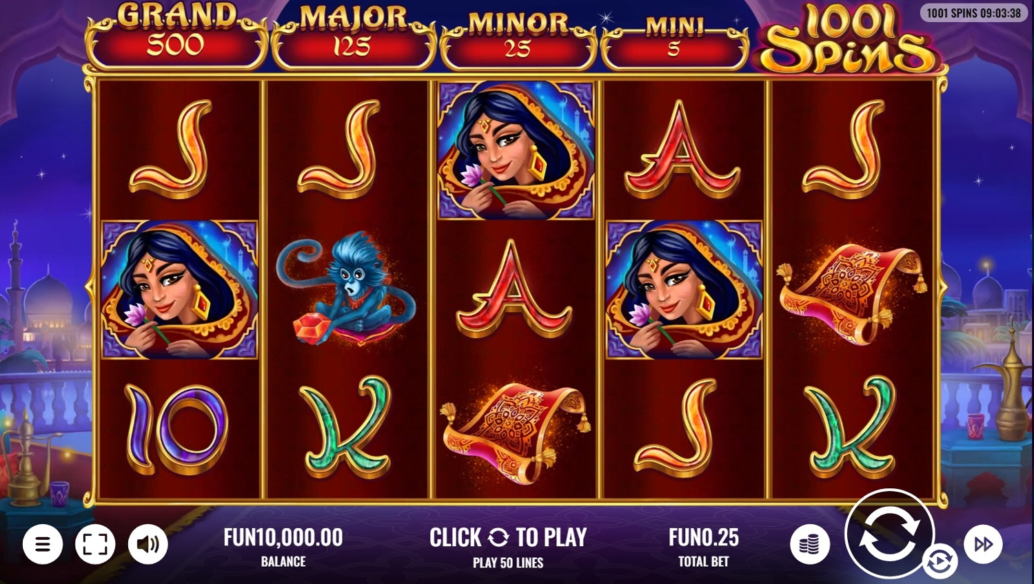 1001 Spins Slot Gameplay