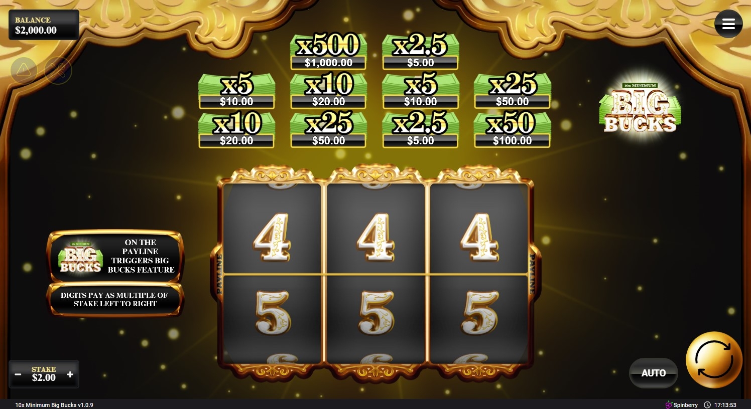 10x Minimum Big Bucks Slot Gameplay