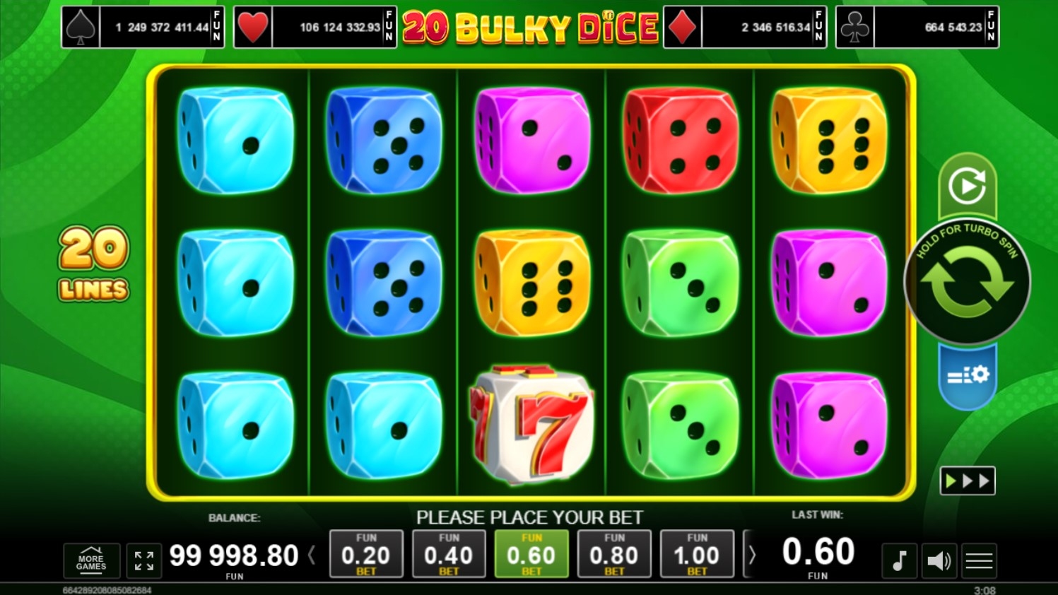 20 Bulky Dice Slot Gameplay