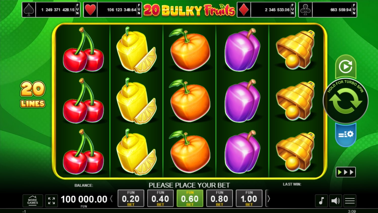 20 Bulky Fruits Slot Gameplay