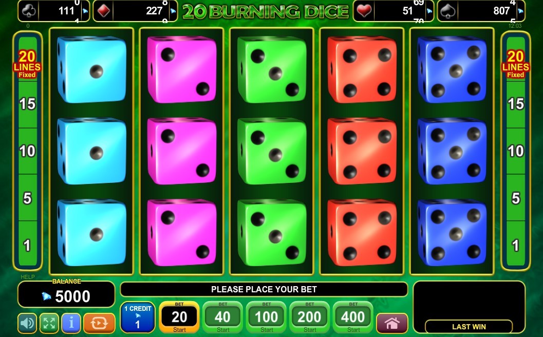 20 Burning Dice Slot Gameplay