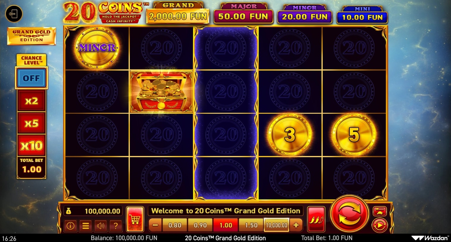 20 Coins Grand Gold Edition Slot Gameplay