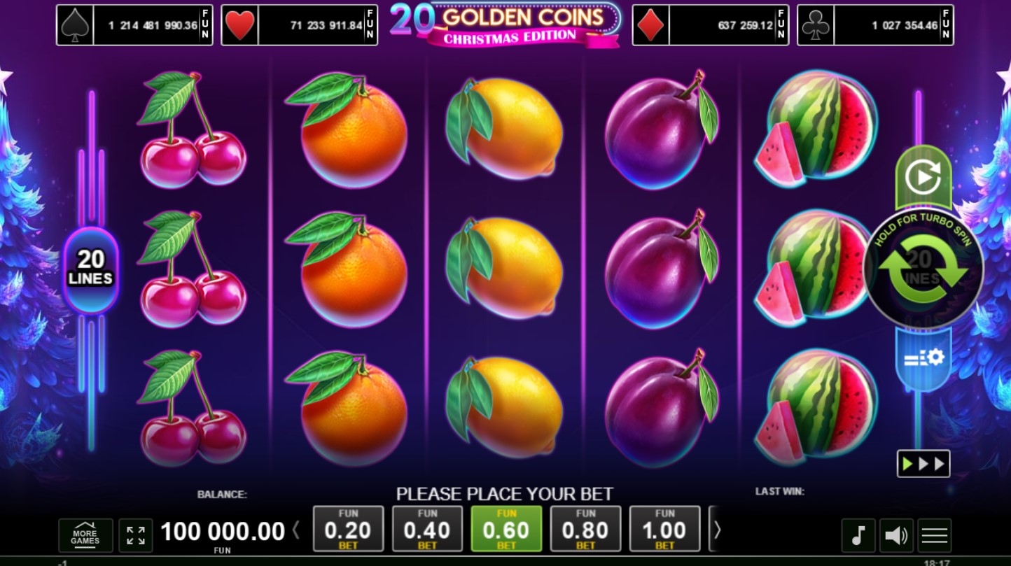 20 Golden Coins - Christmas Edition Slot Gameplay