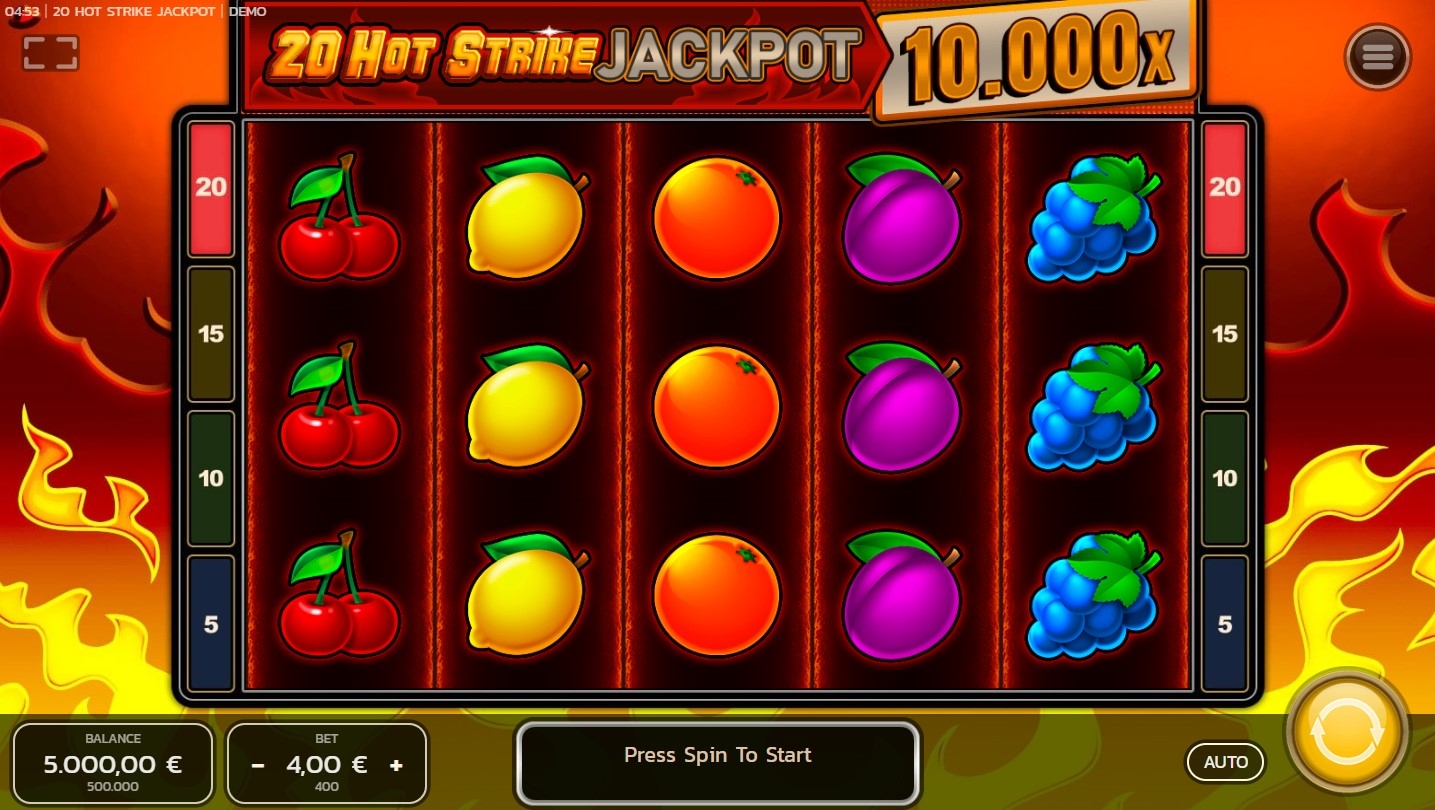 20 Hot Strike Jackpot Slot Gameplay