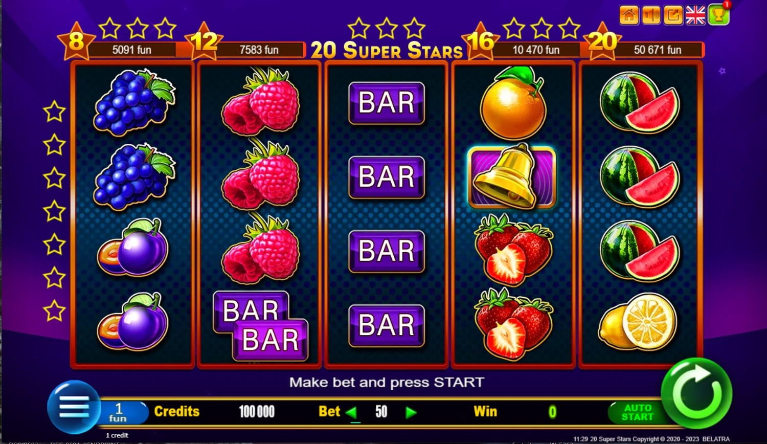 20 Super Stars Slot Gameplay