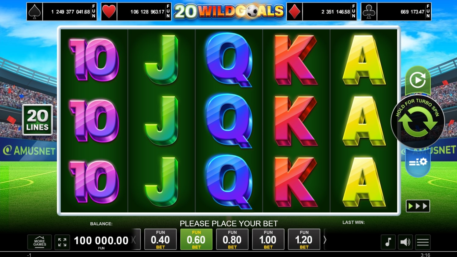 20 Wild Goals Slot Gameplay