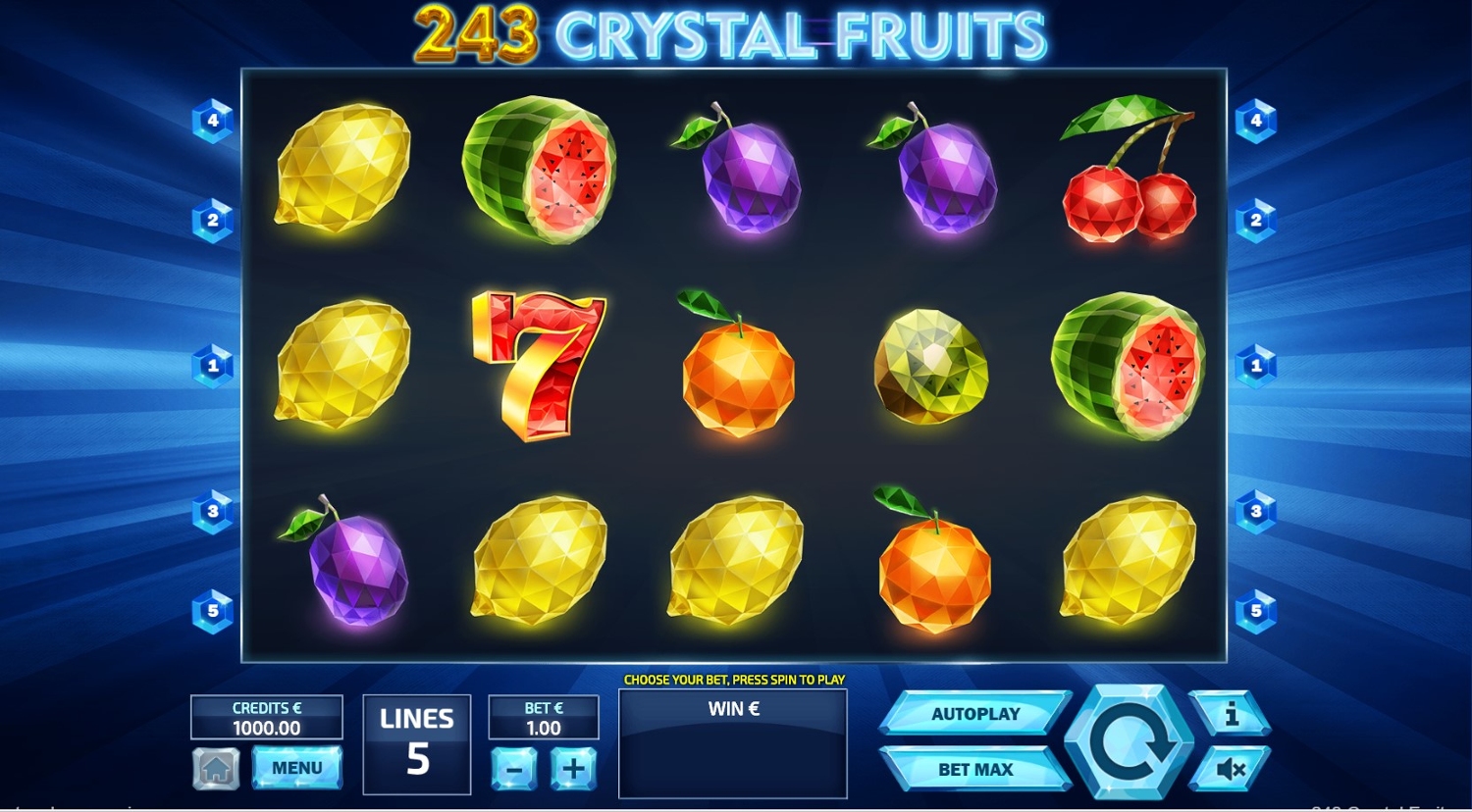 243 Crystal Fruits Slot Gameplay