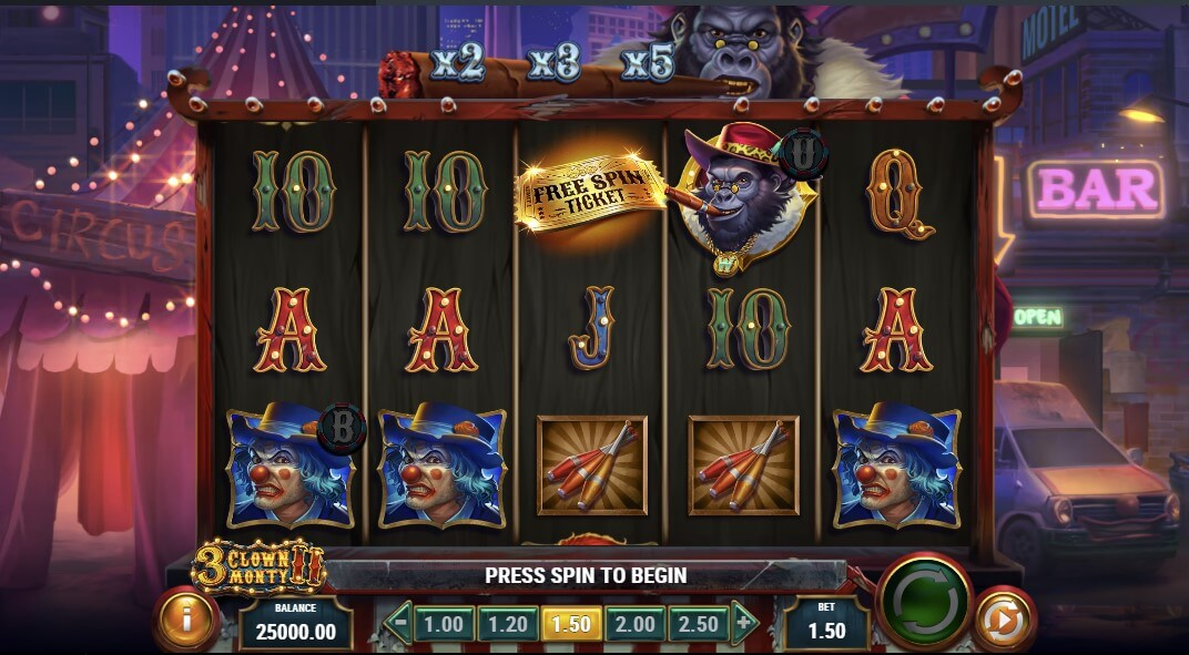 3 Clown Monty 2 Slot Gameplay