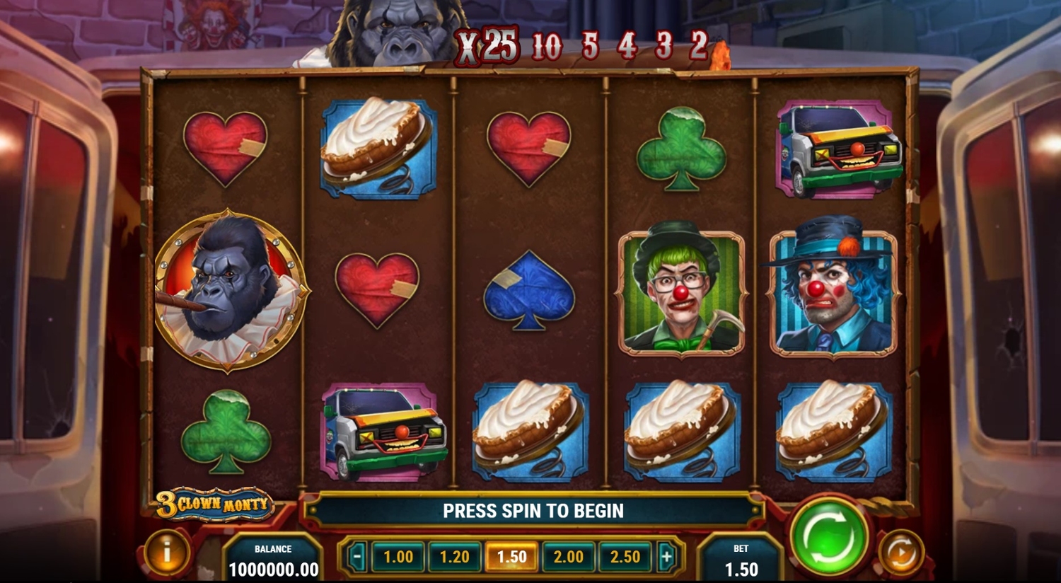 3 Clown Monty Slot Gameplay