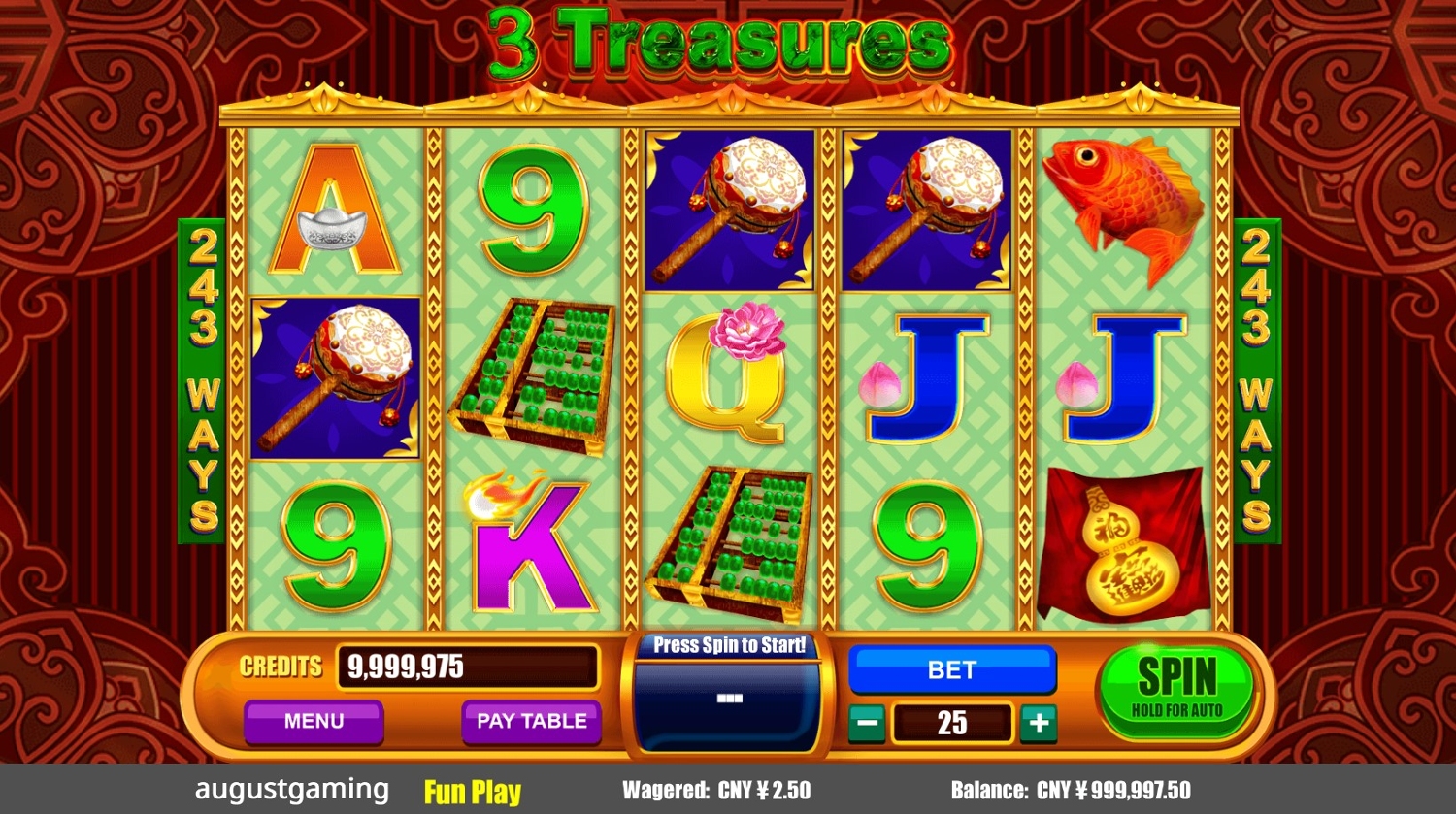 3 Treasures Slot Gameplay