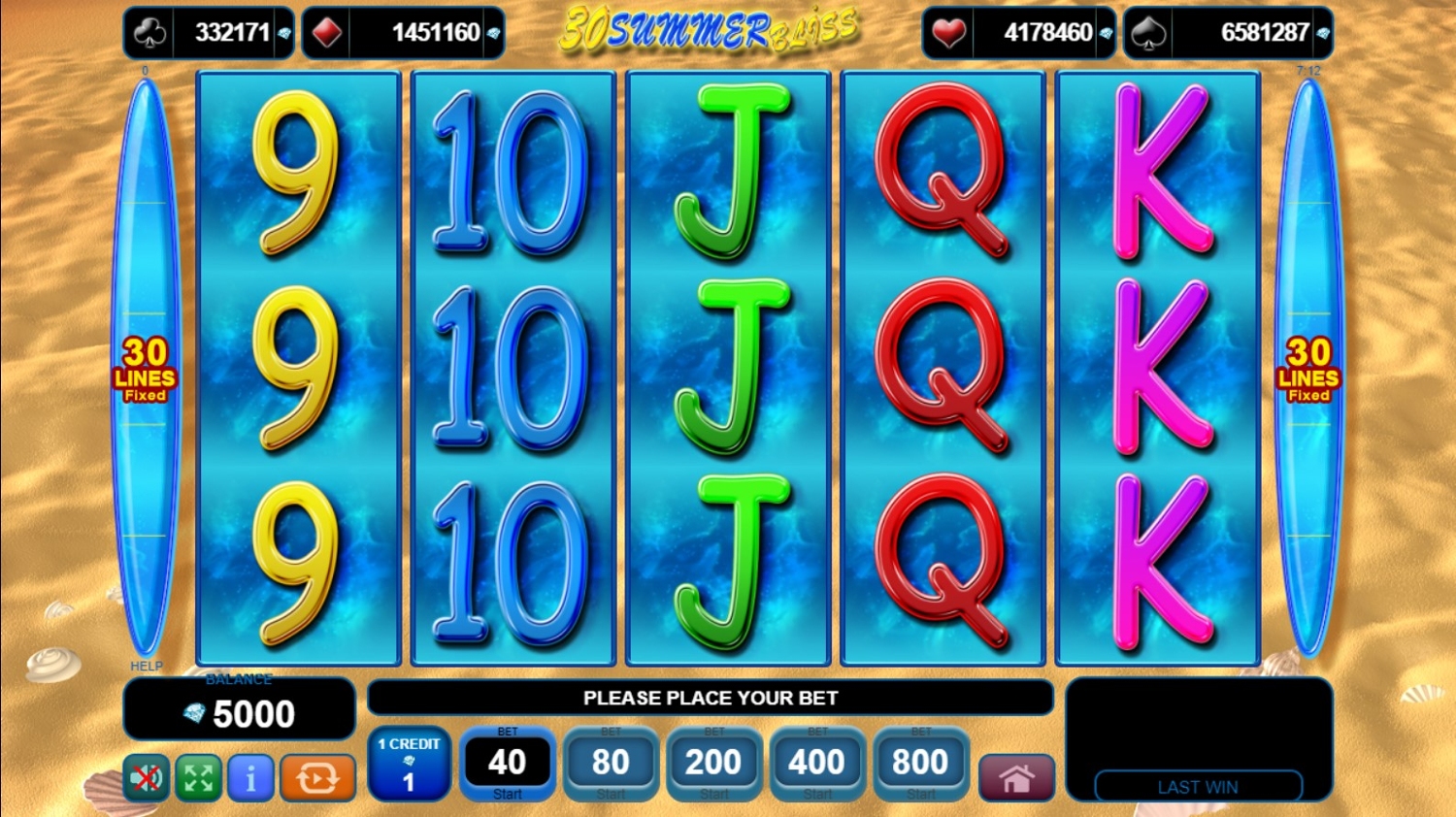 30 Summer Bliss Slot Gameplay