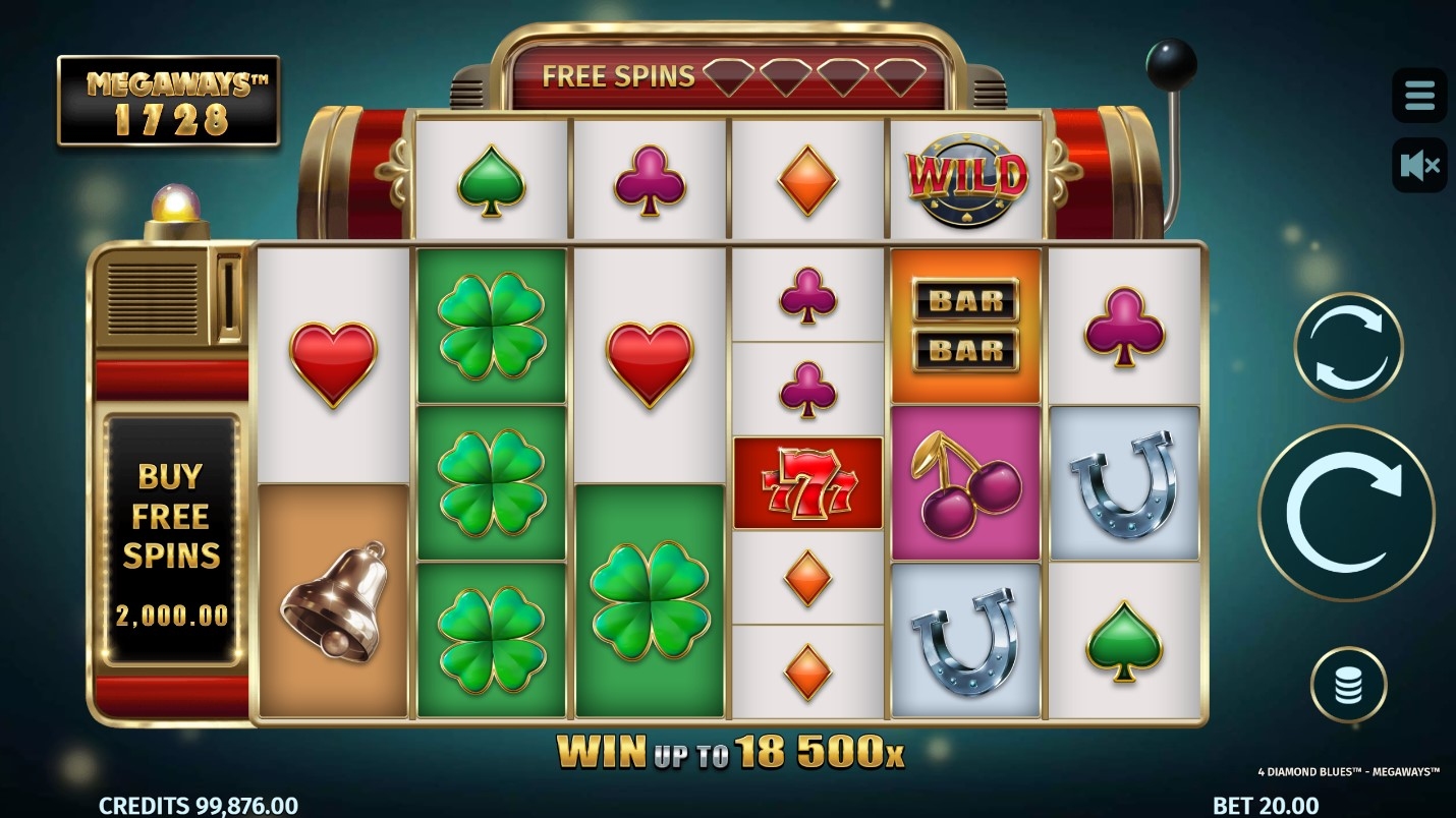 4 Diamond Blues Megaways Slot Gameplay