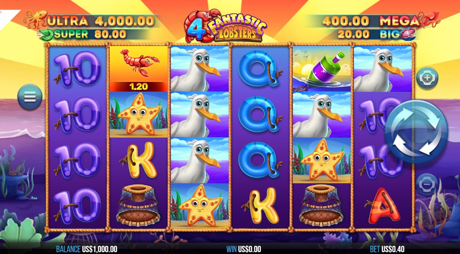4 Fantastic Lobsters Slot Gameplay