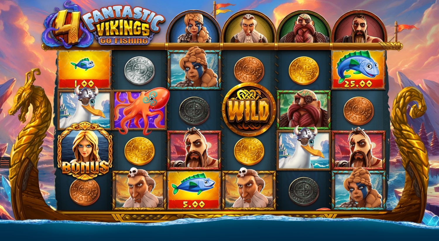 4 Fantastic Vikings Go Fishing Slot Gameplay