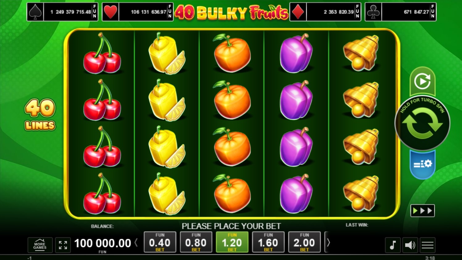 40 Bulky Fruits Slot Gameplay