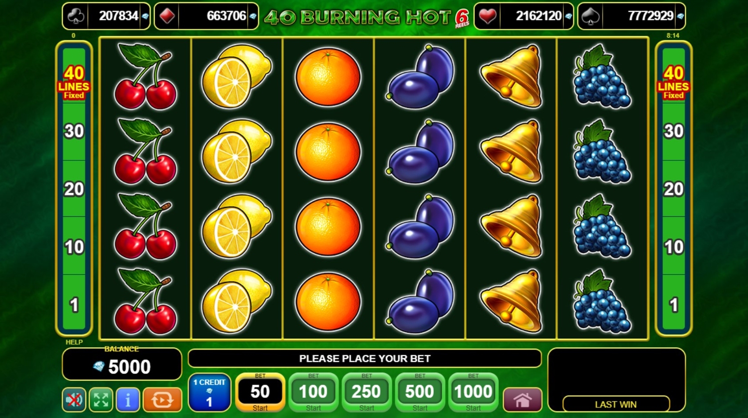 40 Burning Hot 6 Reels Slot Gameplay