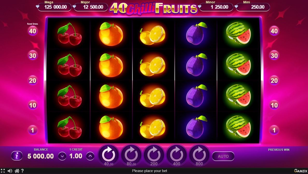 40 Chilli Fruits Slot Gameplay