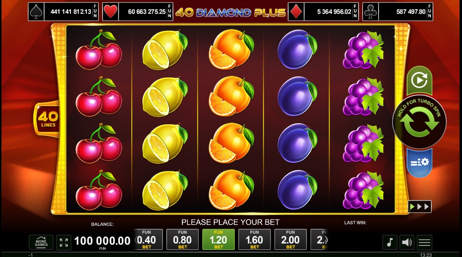 40 Diamond Plus Slot Gameplay