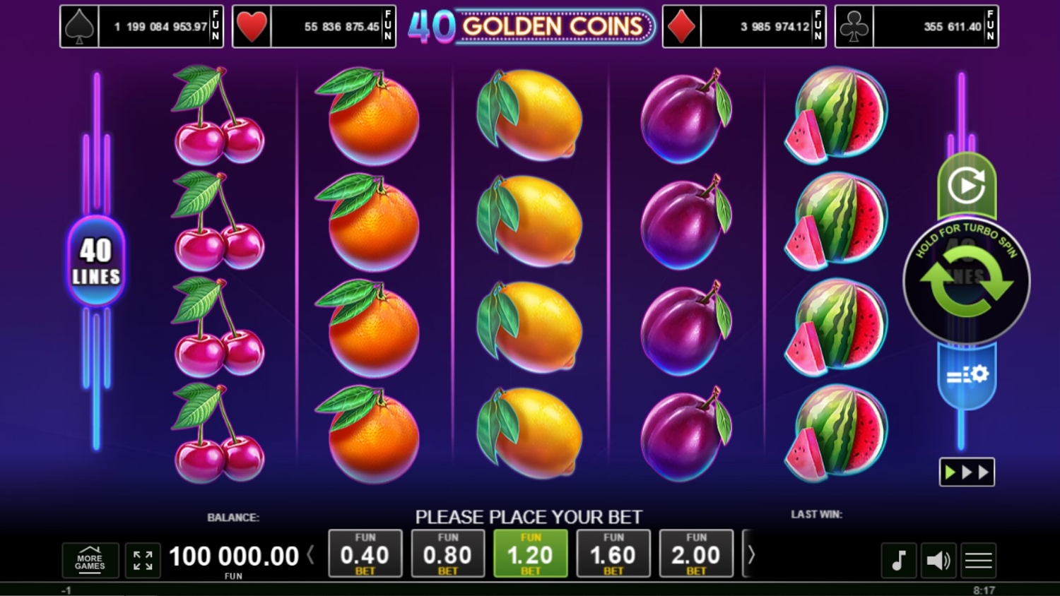 40 Golden Coins Slot Gameplay