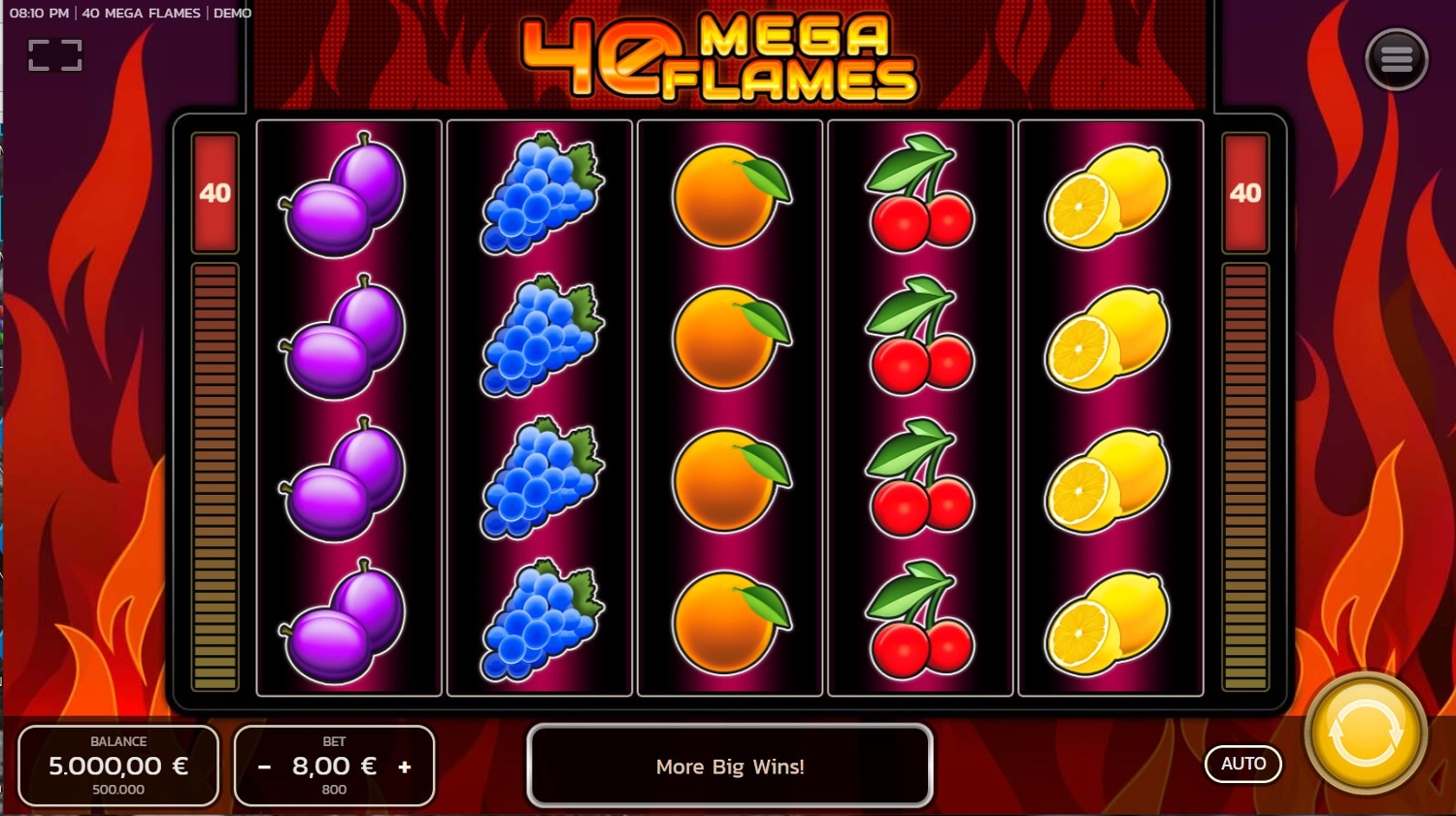 40 Mega Flames Slot Gameplay