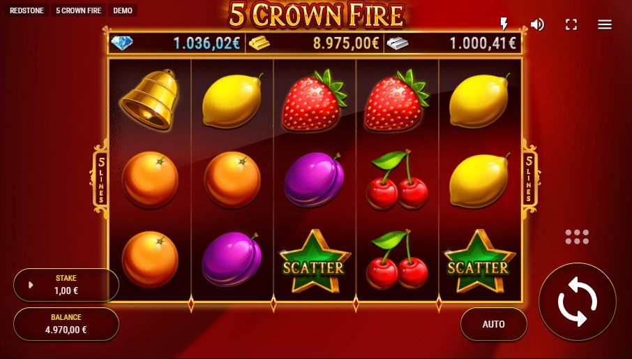 5 Crown Fire Slot Gameplay