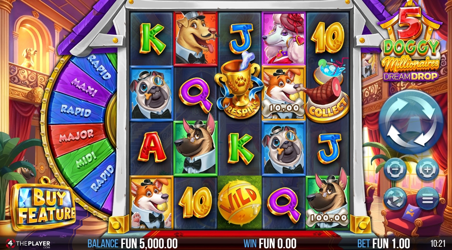 5 Doggy Millionares Dream Drop Slot Gameplay