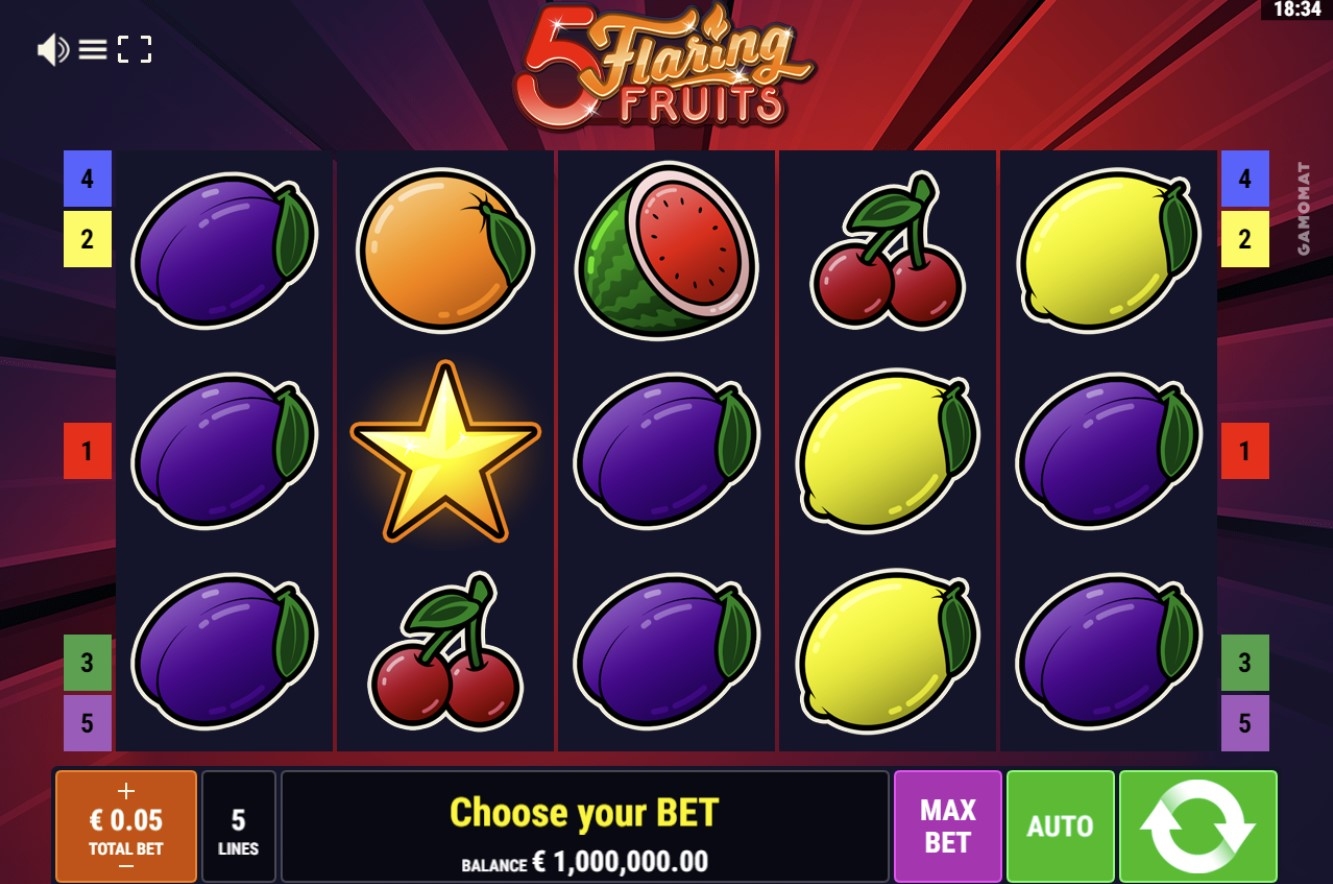 5 Flaring Fruits Slot Gameplay