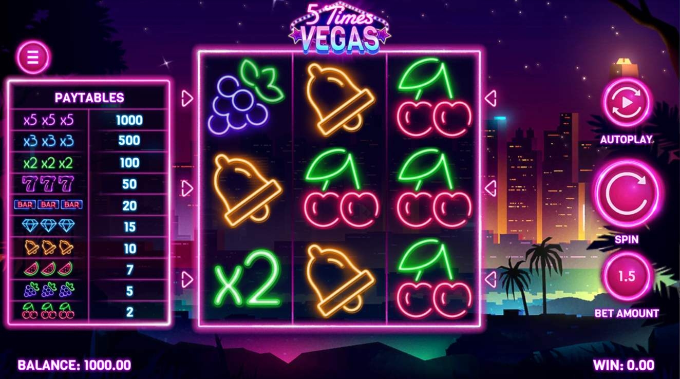 5 Times Vegas Slot Gameplay