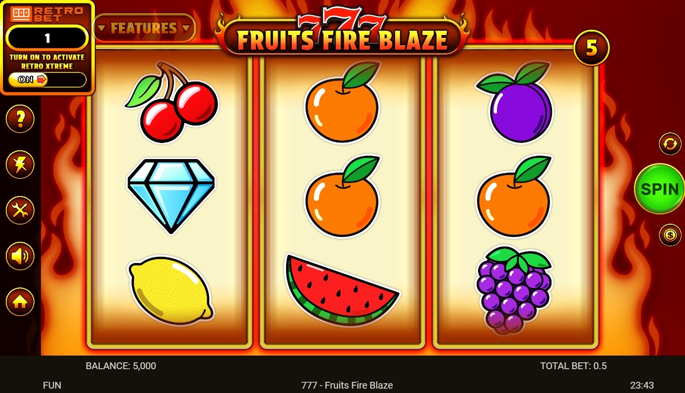 777 - Fruits Fire Blaze Slot Gameplay