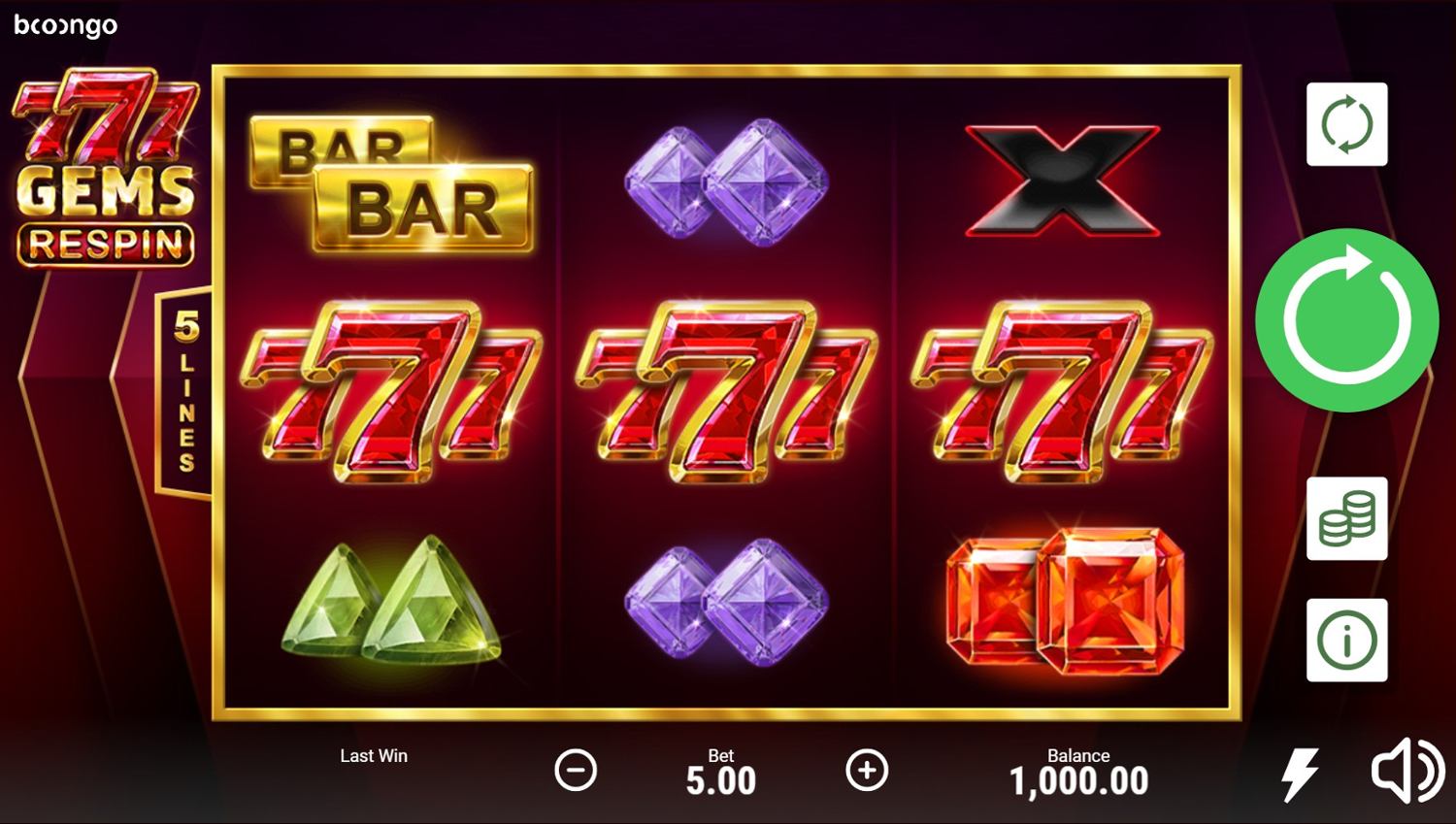 777 Gems Respin Slot Gameplay