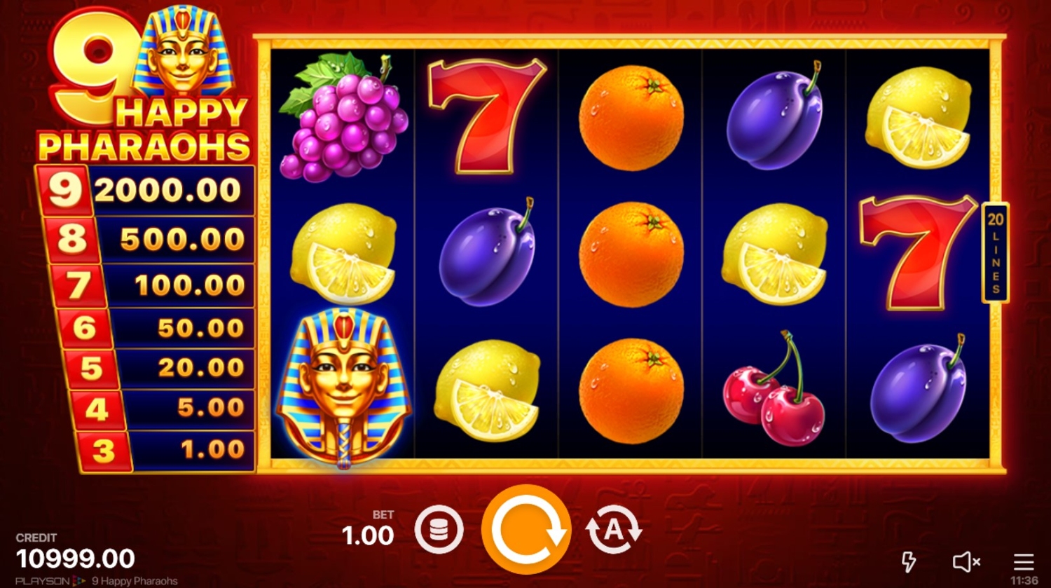 9 Happy Pharaohs Slot Gameplay