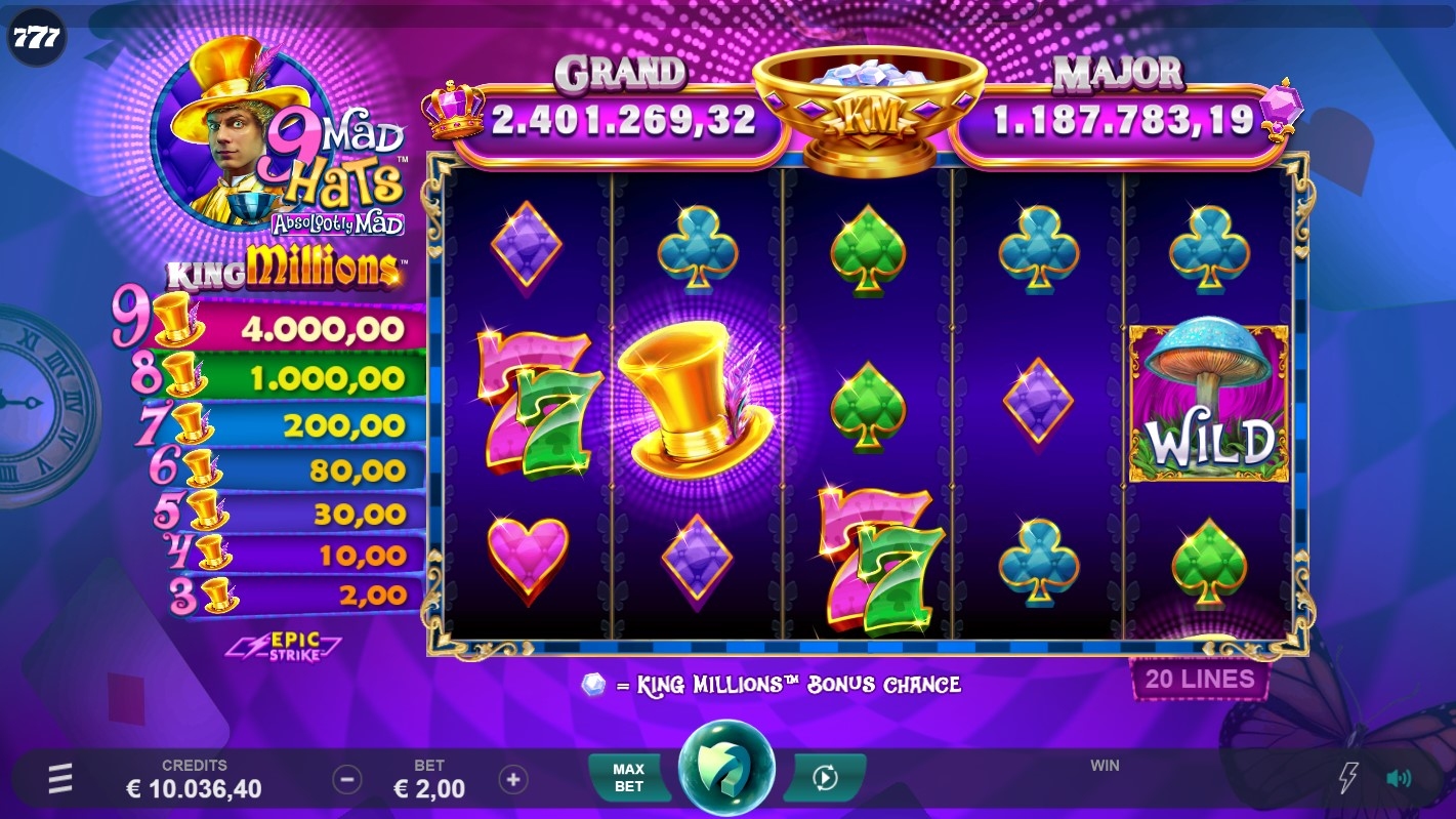 9 Mad Hat King Millions Slot Gameplay