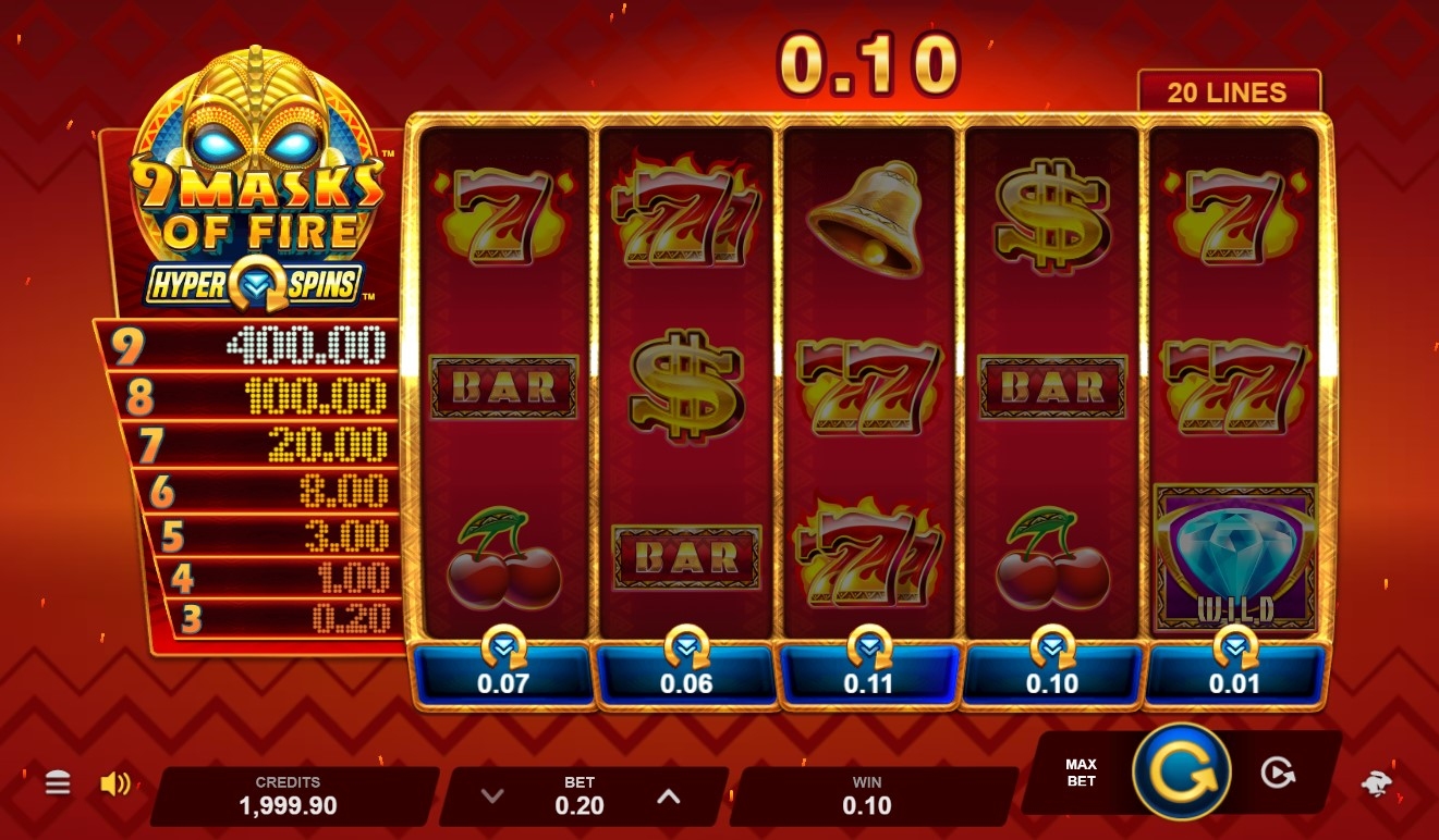 9 Masks of Fire Hyper Spins Slot Gameplay