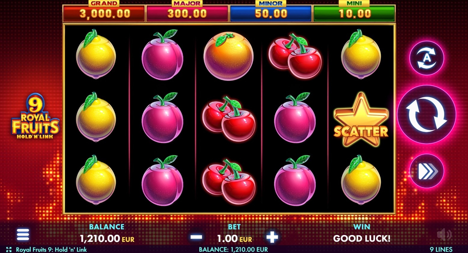 9 Royal Fruits Slot Gameplay