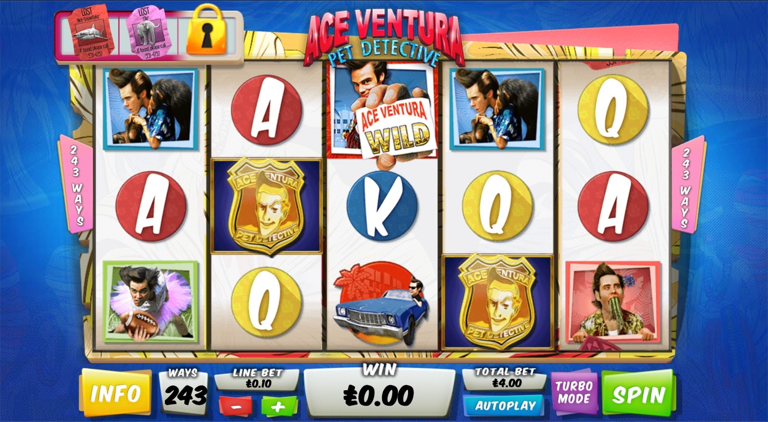 Ace Ventura Pet Detective Slot Gameplay