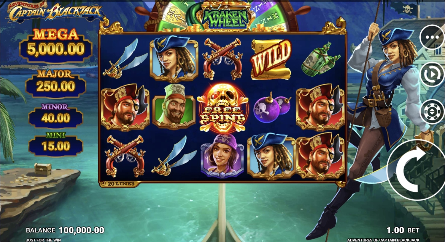 Adventures of Captain Blackjack Slot Gameplay