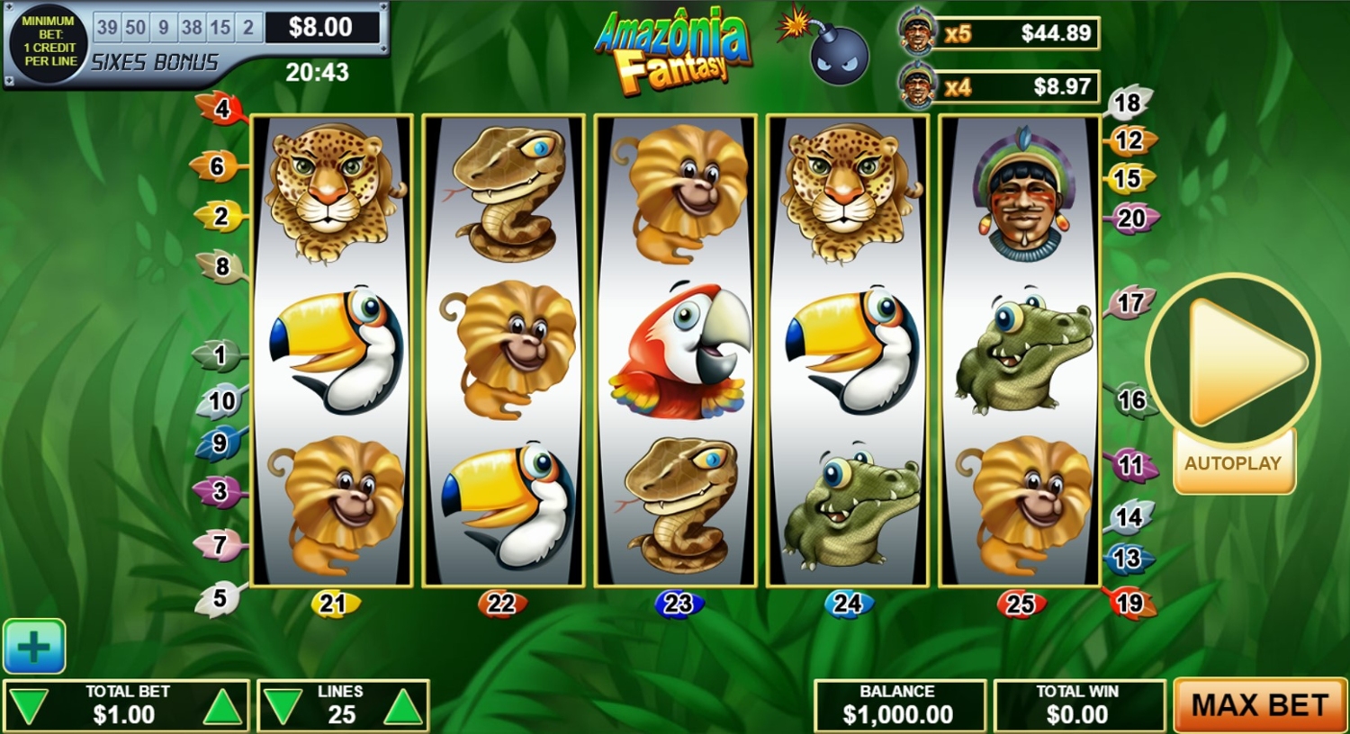 Amazonia Fantasy Slot Gameplay