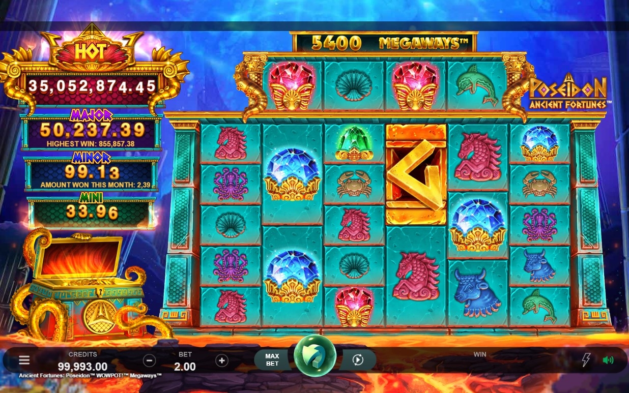 Ancient Fortunes: Poseidon WowPot! MEGAWAYS Slot Gameplay