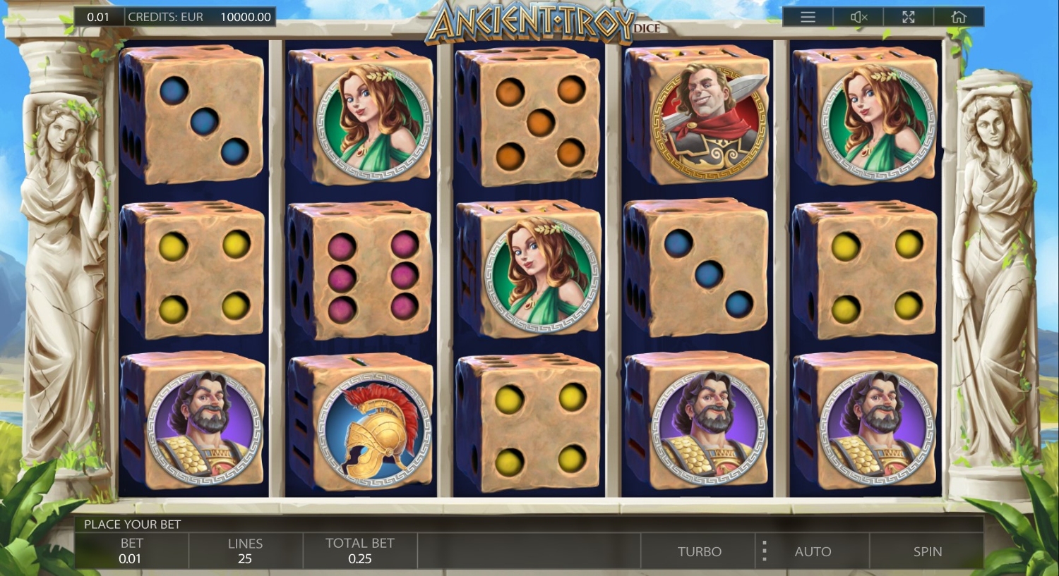 Ancient Troy Dice Slot Gameplay