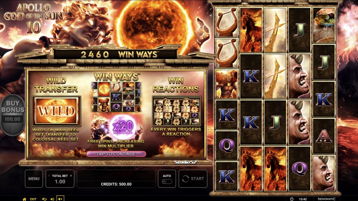 Apollo God of the Sun 10 Slot Gameplay