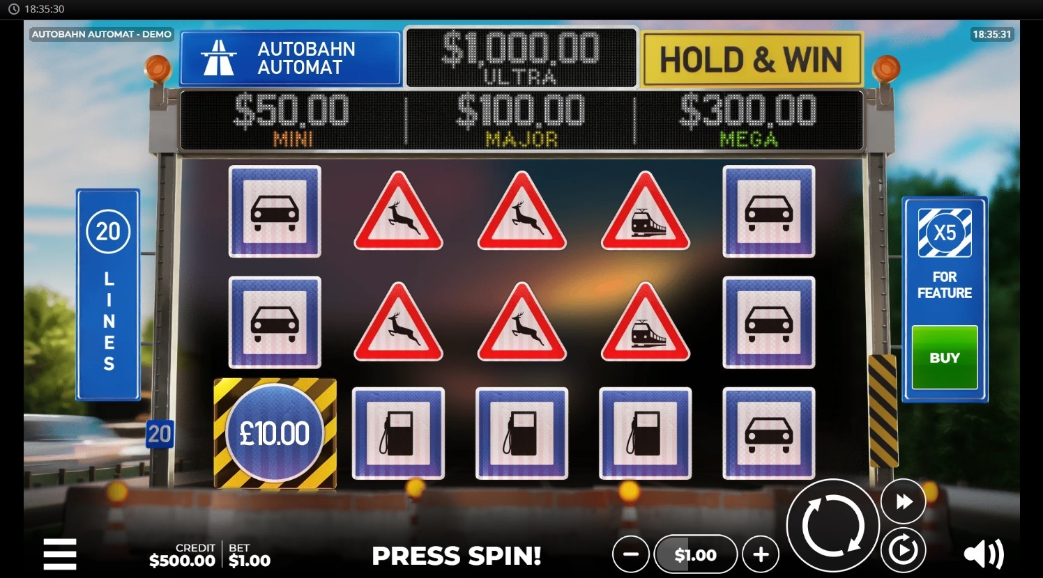 Autobahn Automat Slot Gameplay