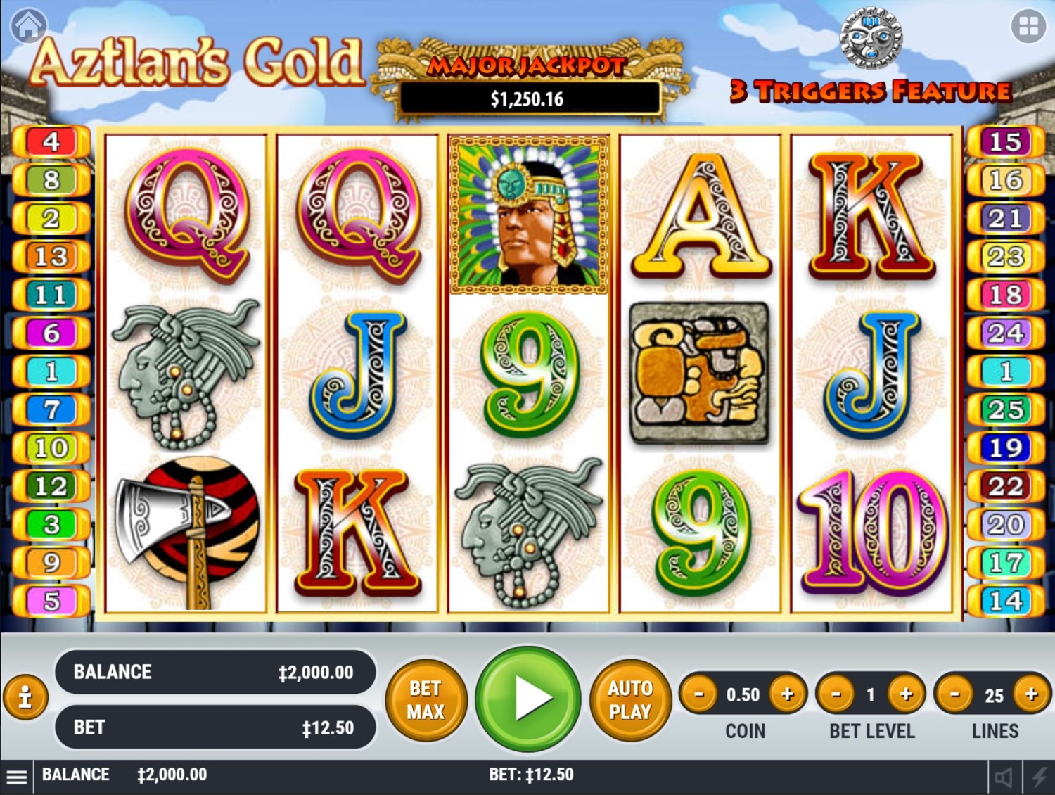 Aztlan's Gold Slot Gameplay
