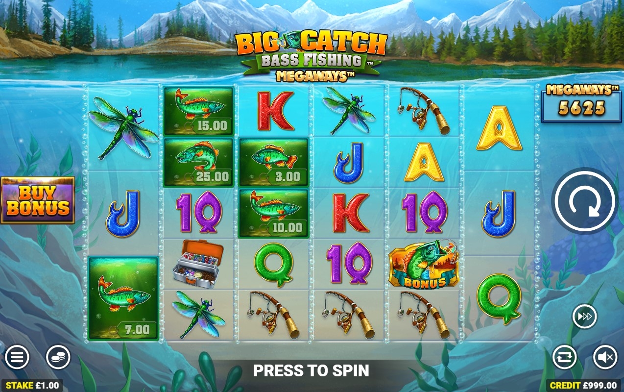 Big Catch Bass Fishing Megaways Slot Gameplay