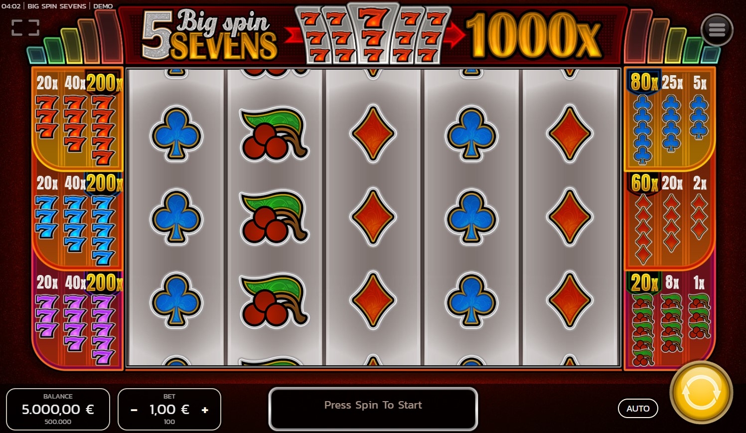 Big Spin Sevens Slot Gameplay